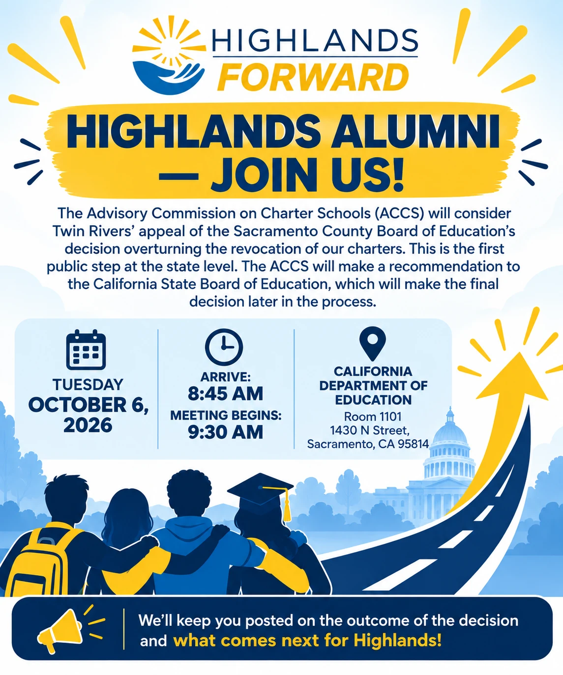 Highlands alumni—join us! October 6, 2026 ACCS meeting in Sacramento. Meeting details are provided alongside this flyer.